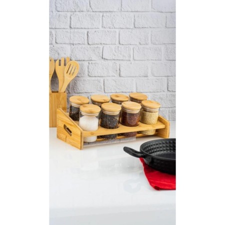 Bambum Tier 9 Parça Tek Katlı Standlı Baharatlık Seti B5781