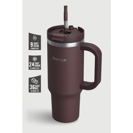 Stevıg 2 Moods Tuck-In Tumbler Sızdırmaz Çelik Termos 900 Ml Chocolate Plum ST-238