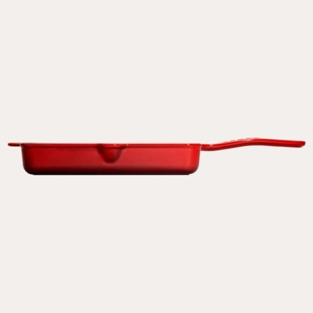 Parlak Mat Emayeli Degrade Kırmızı 25*25 Cm Kare Izgara Tava