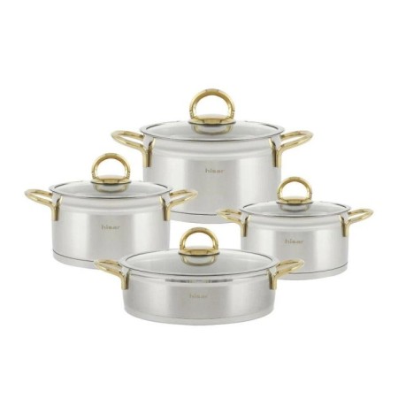 Hisar Orion Metal Titanyum Gold Kulp 8 Parça Tencere Takımı
