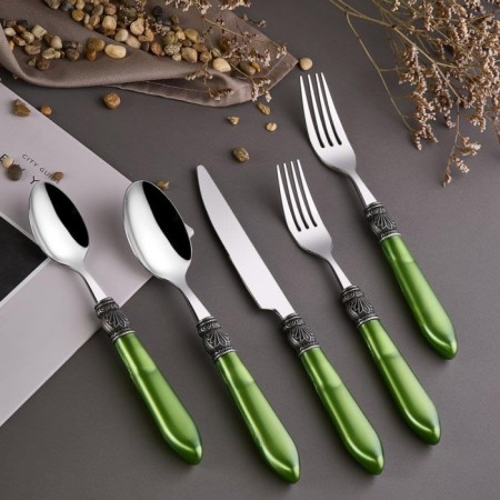 Arow Fortuna 6 Kişilik 30 Parça Çatal Kaşık Bıçak Takımı Yeşil-Gümüş TR-7017