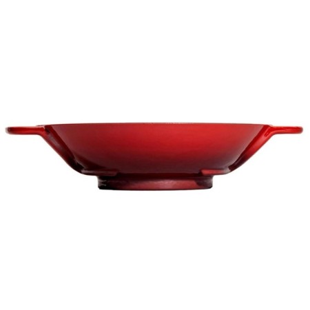 Parlak Mat Emayeli Degrade Kırmızı 28 Cm Yuvarlak Wok Tava
