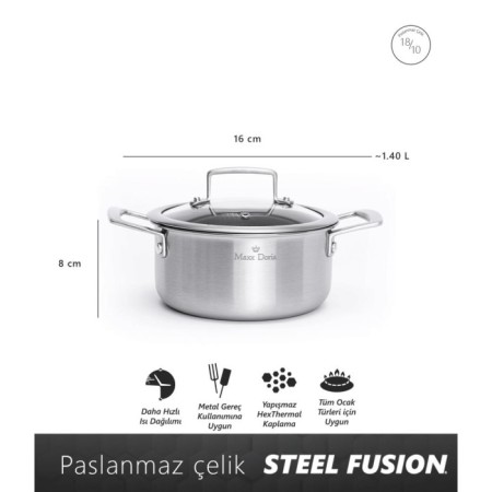 Maxx Doria Steel Fusion Jr 6 Parça Tencere Takımı PA3040