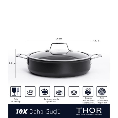 Maxx Doria Thor 28 Cm Kısa Tencere PA3037