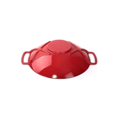 Parlak Mat Emayeli Degrade Kırmızı 35 Cm Yuvarlak Wok Tava