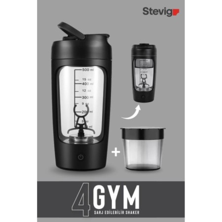 Stevıg 4 Gym Şarj Edilebilir Elektrikli Shaker 650 Ml Black ST-225