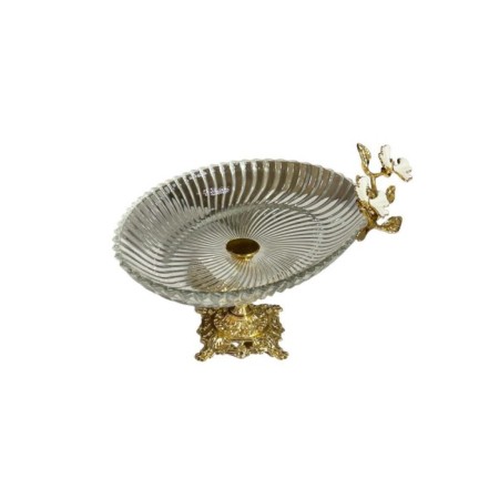 Maxx Doria 3084 Liva Cam Çift Beyaz Tropik Gold Oval Küçük Sunumluk Ayaklı