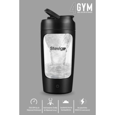 Stevıg 4 Gym Şarj Edilebilir Elektrikli Shaker 650 Ml Black ST-225