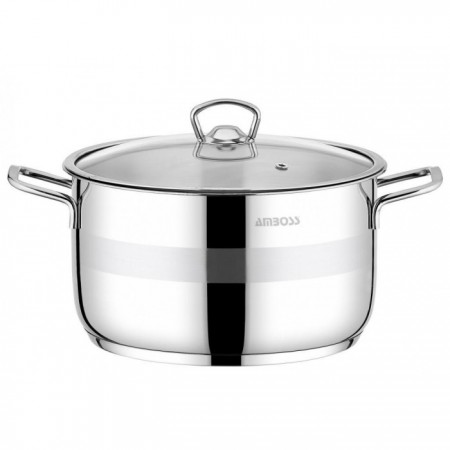 Amboss Saphire 20 Cm Derin Çelik Tencere Cam Kapaklı SAP-4301