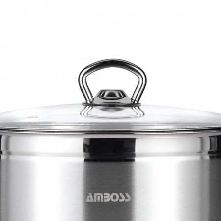 Amboss Saphire 20 Cm Derin Çelik Tencere Cam Kapaklı SAP-4301